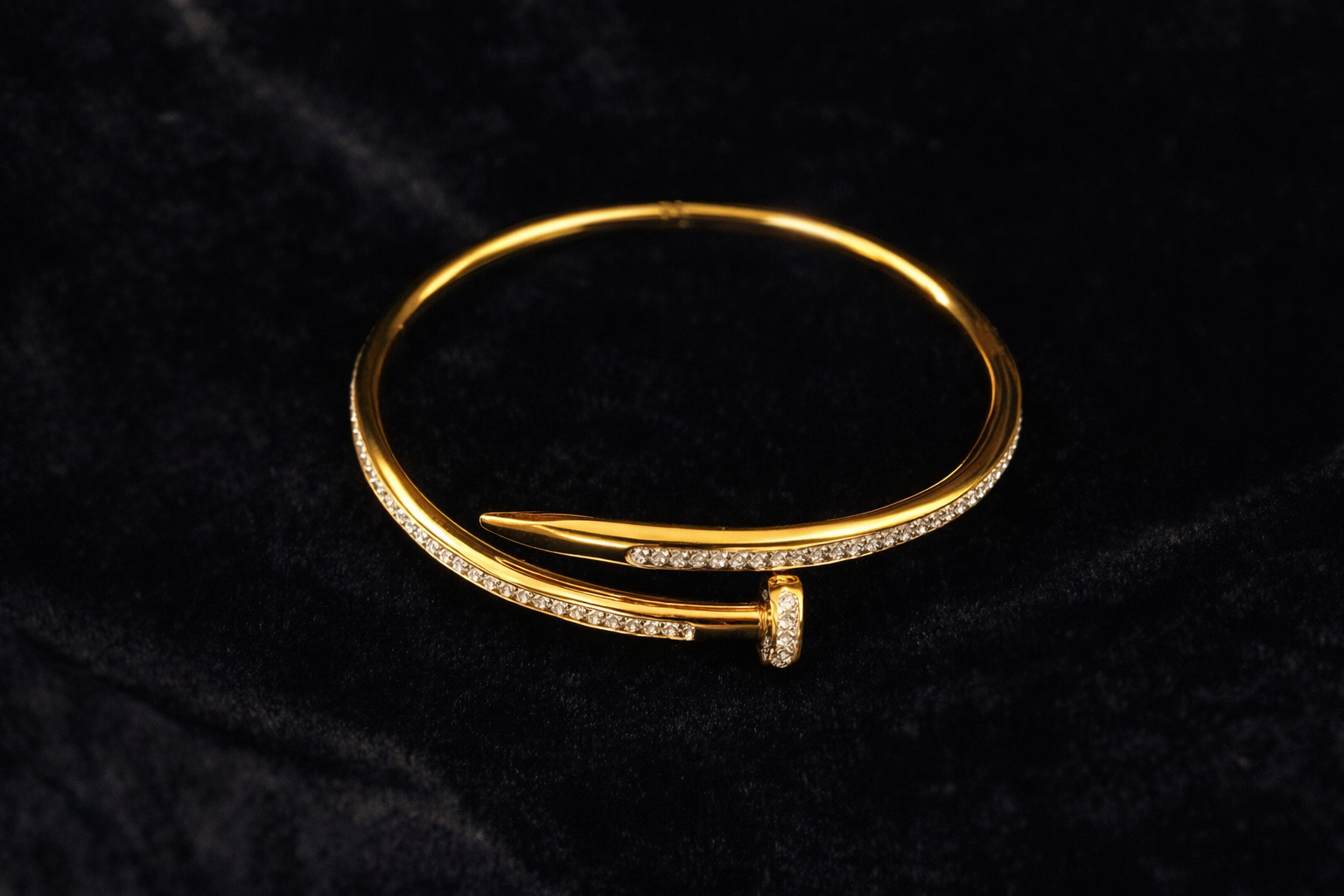 Elegant Gold Nail Cuff Bracelet with Crystals