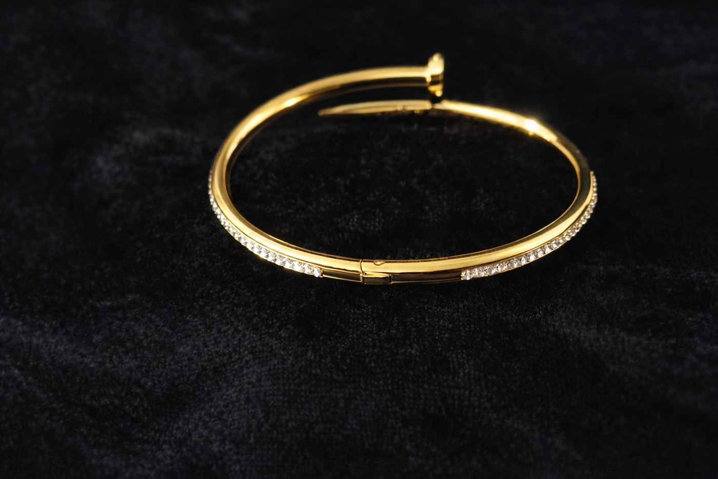 Elegant Gold Nail Cuff Bracelet with Crystals