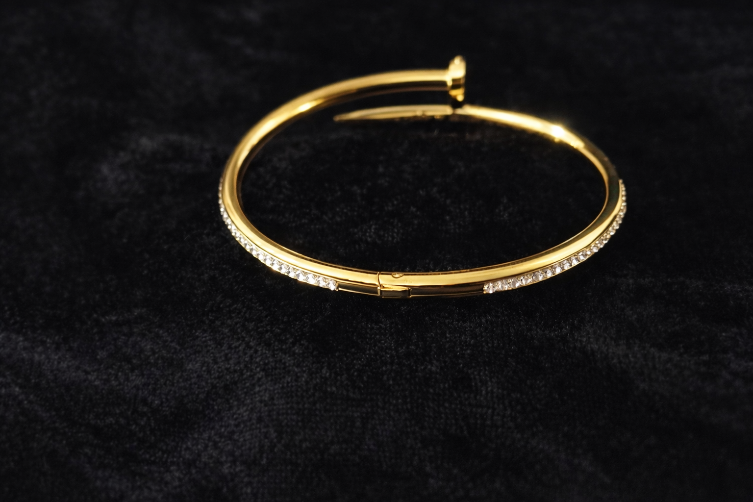 Elegant Gold Nail Cuff Bracelet with Crystals