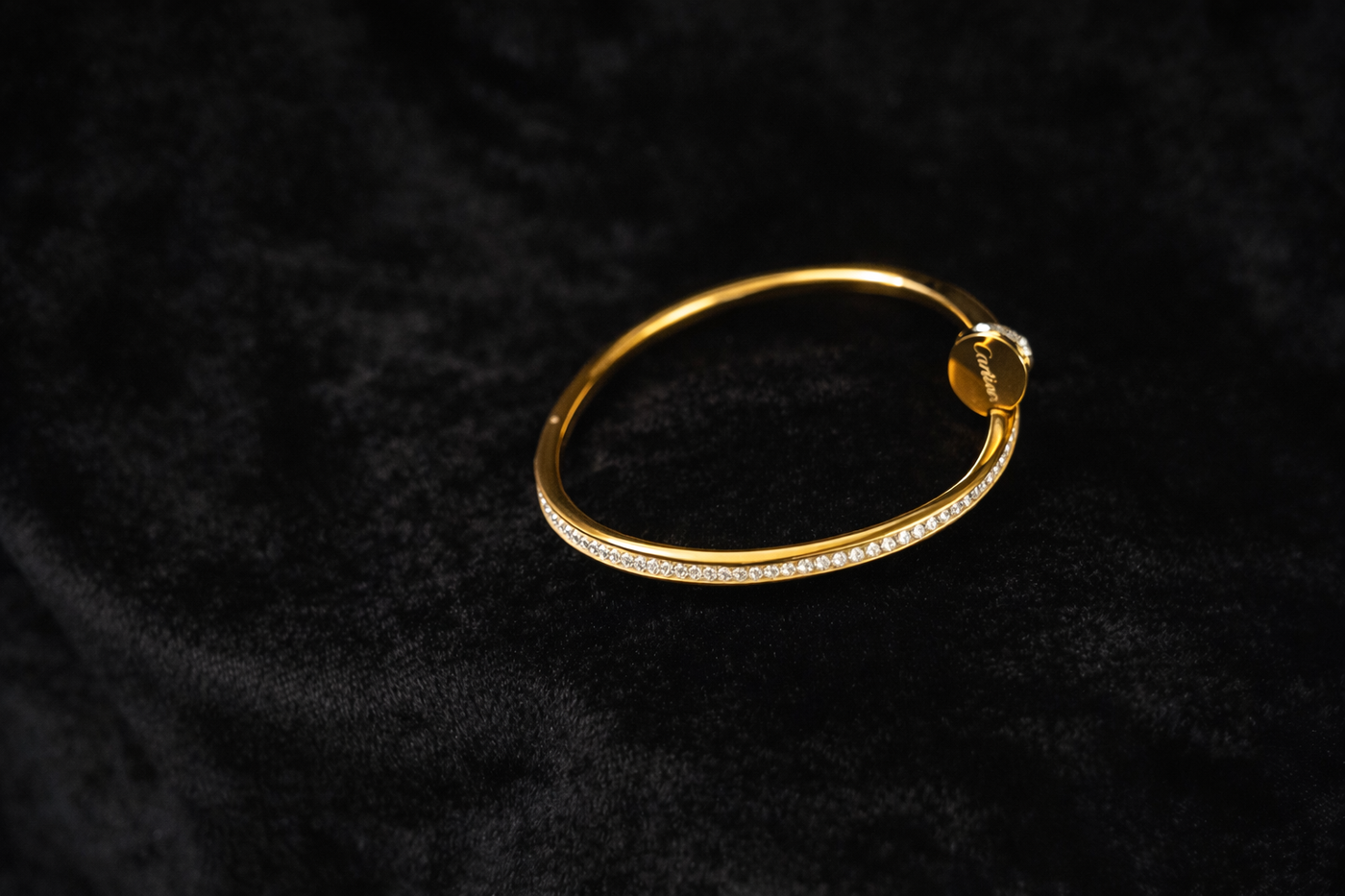 Elegant Gold Nail Cuff Bracelet with Crystals
