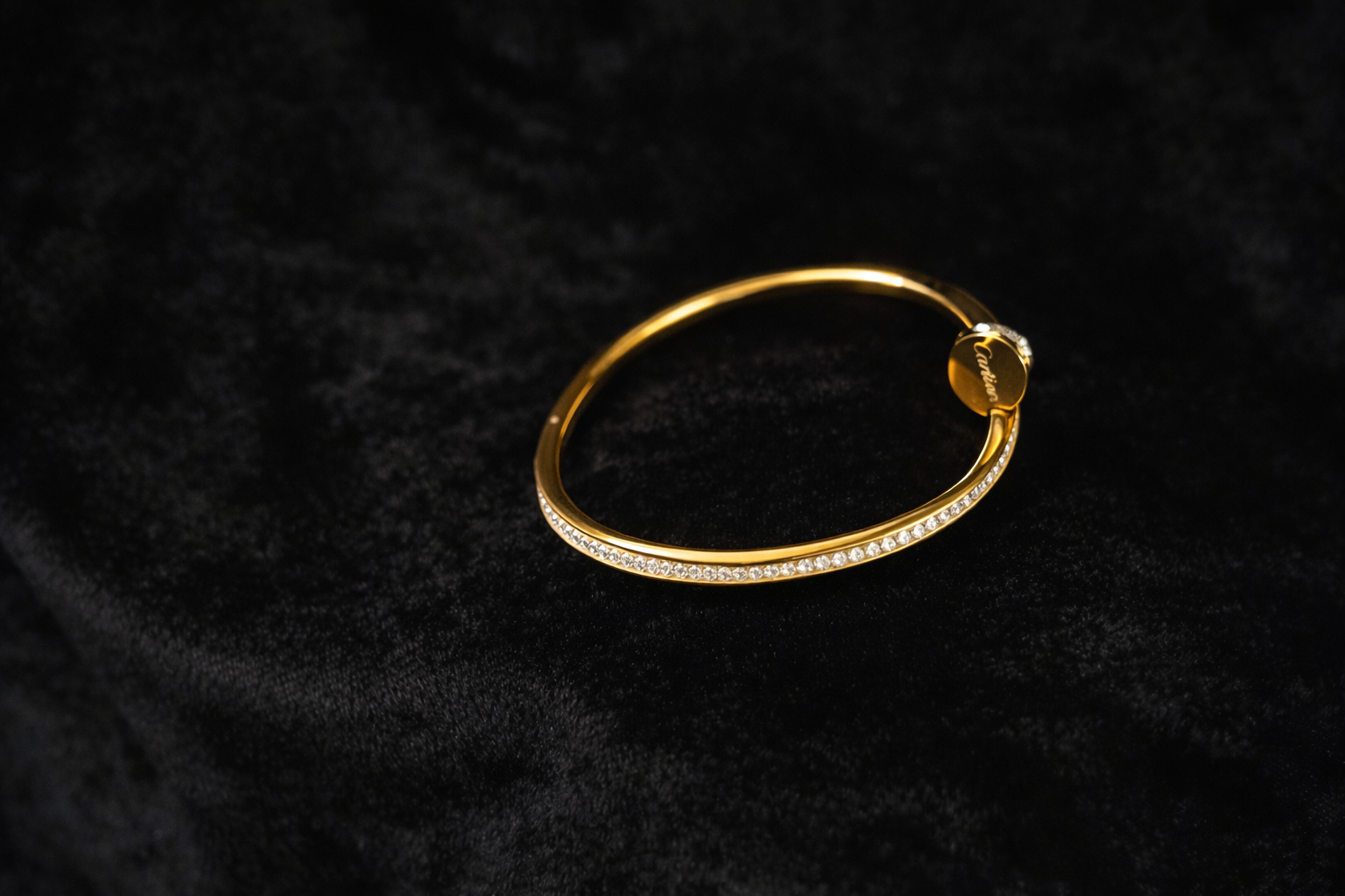 Elegant Gold Nail Cuff Bracelet with Crystals