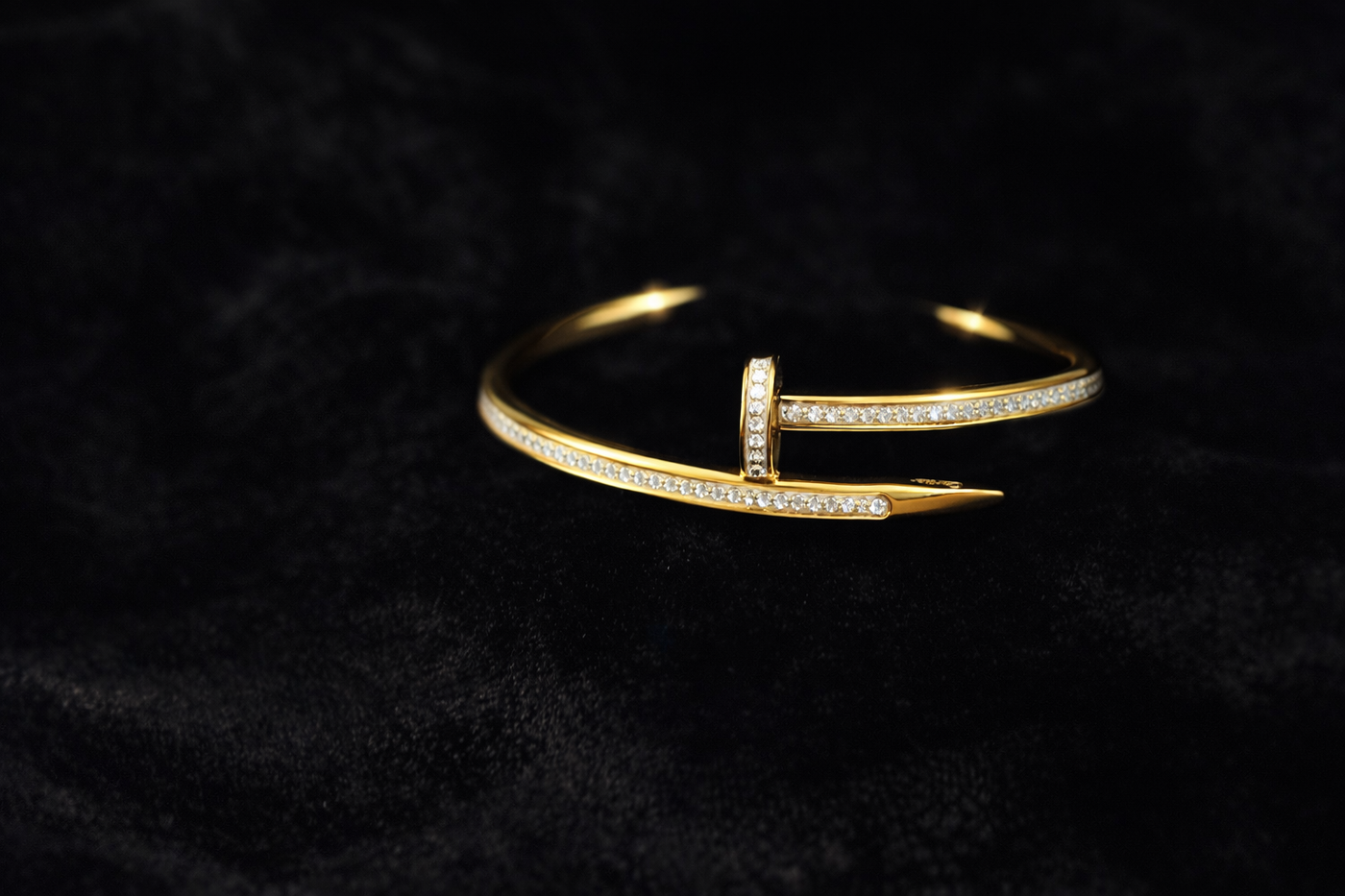 Elegant Gold Nail Cuff Bracelet with Crystals