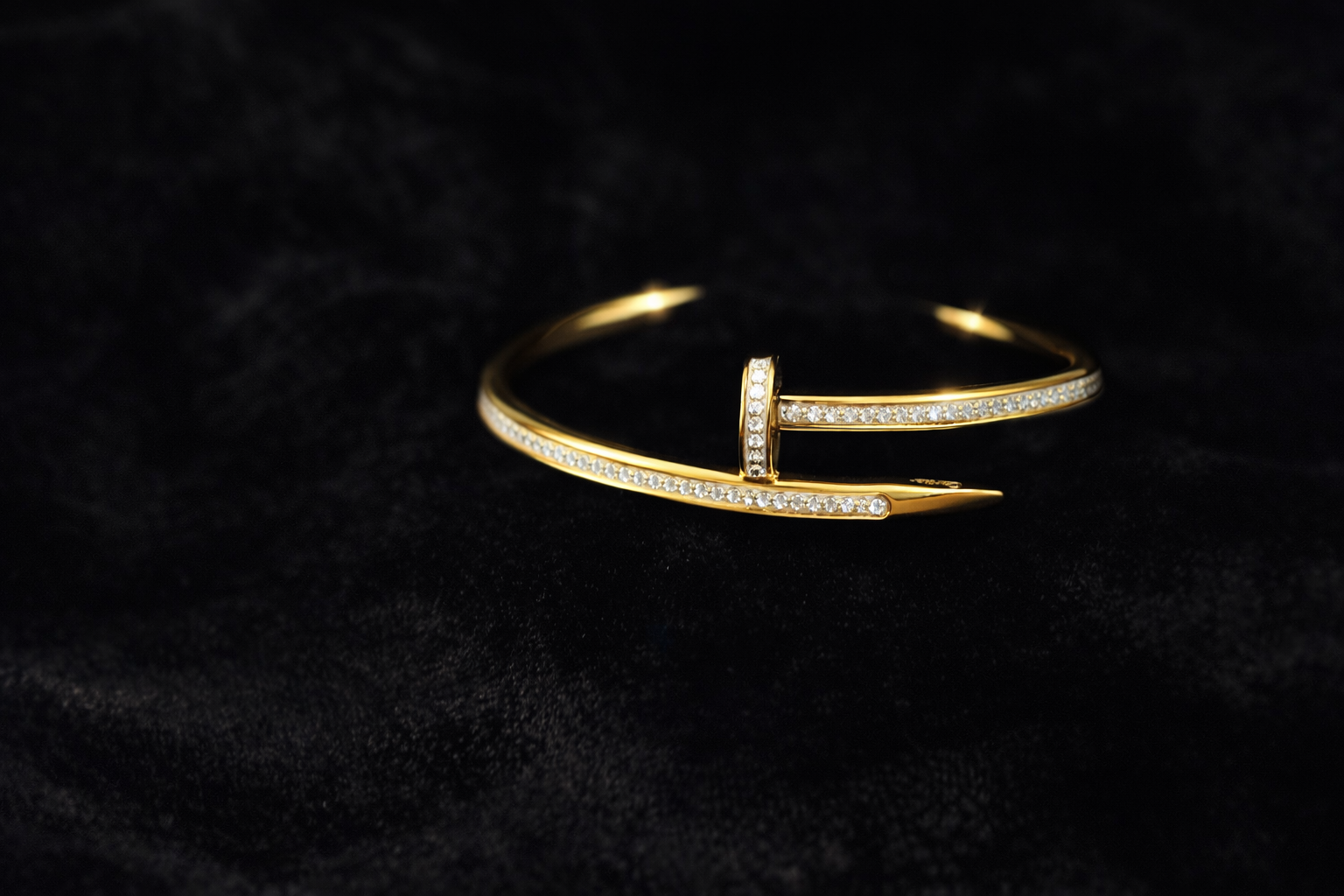 Elegant Gold Nail Cuff Bracelet with Crystals
