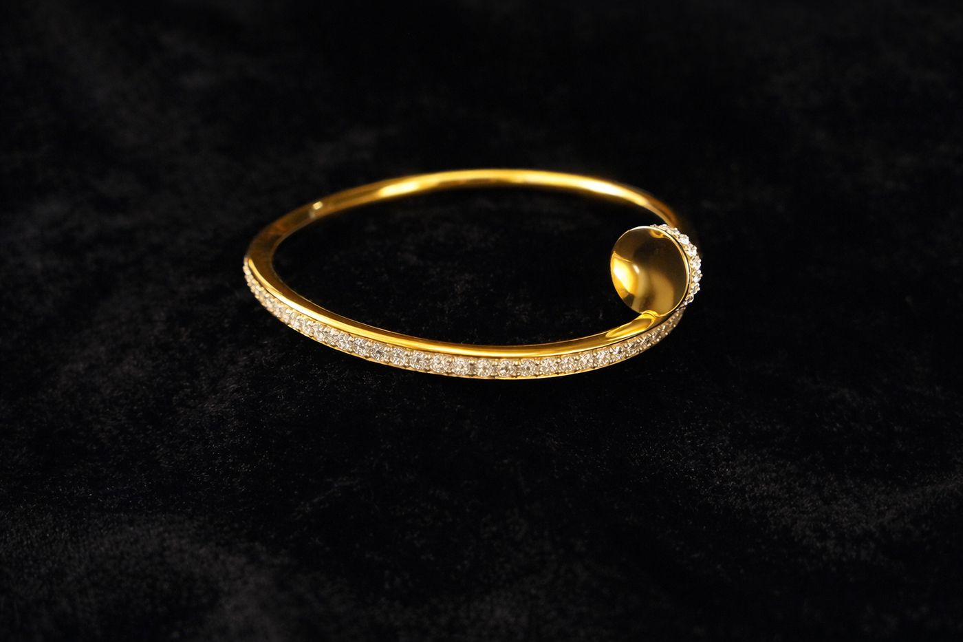 Elegant Gold Nail Cuff Bracelet with Crystals