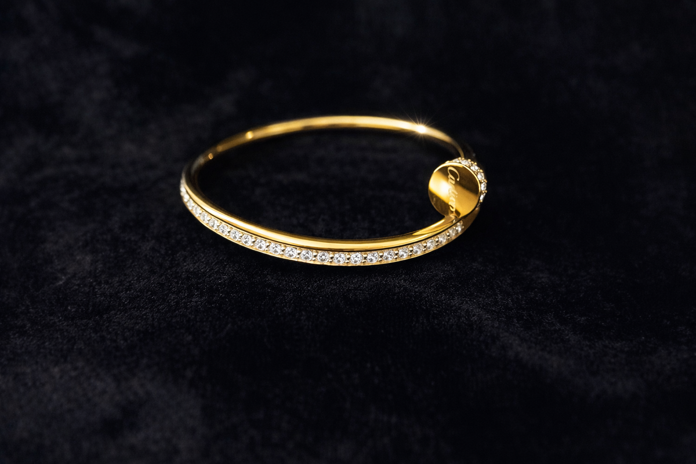 Elegant Gold Nail Cuff Bracelet with Crystals
