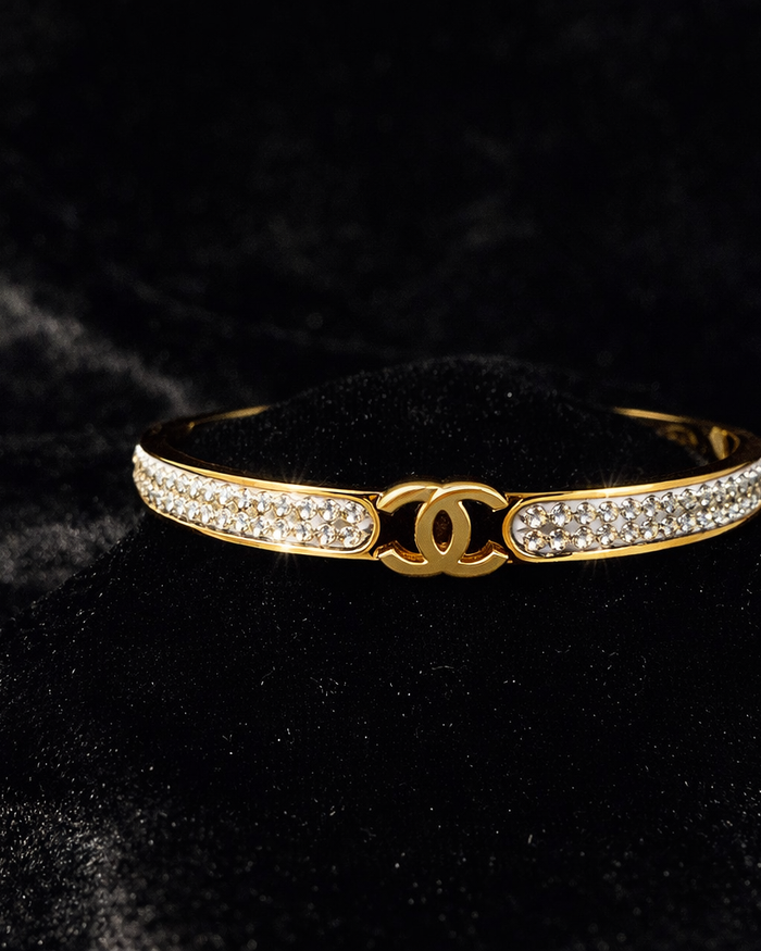 Gold Crystal Bangle Bracelet