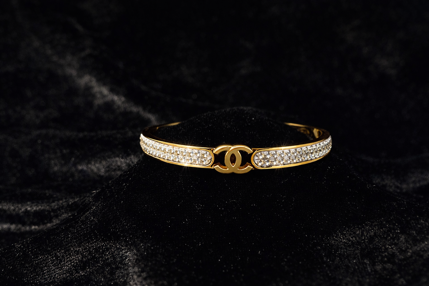 Gold Crystal Bangle Bracelet