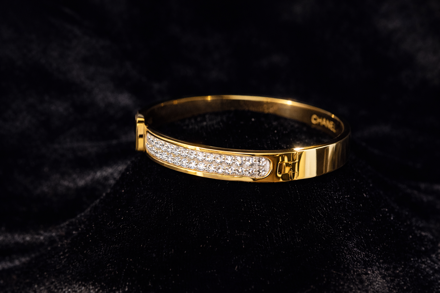 Gold Crystal Bangle Bracelet
