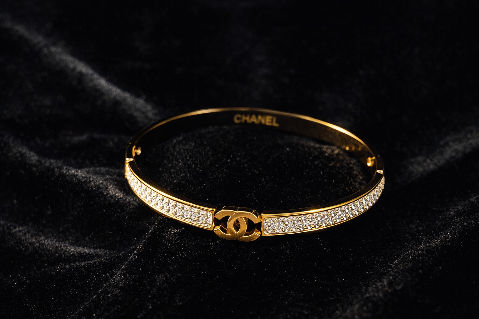 Gold Crystal Bangle Bracelet