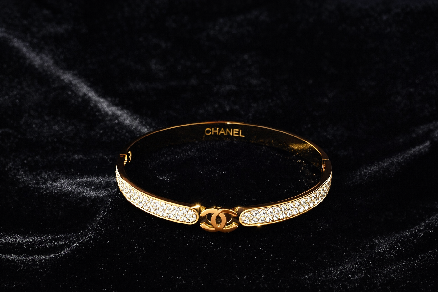 Gold Crystal Bangle Bracelet