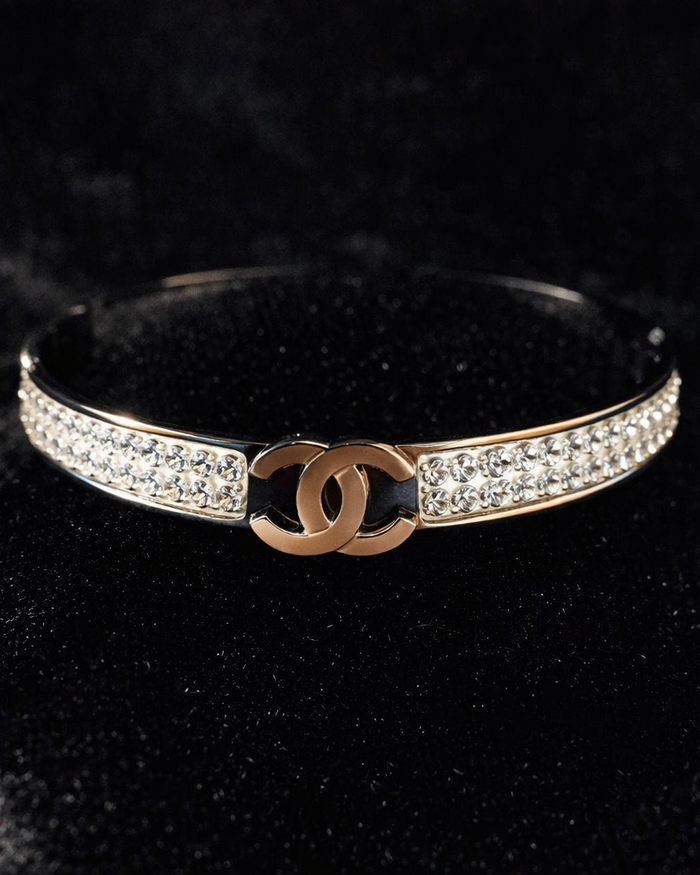 Crystal-Embellished Gold Bangle