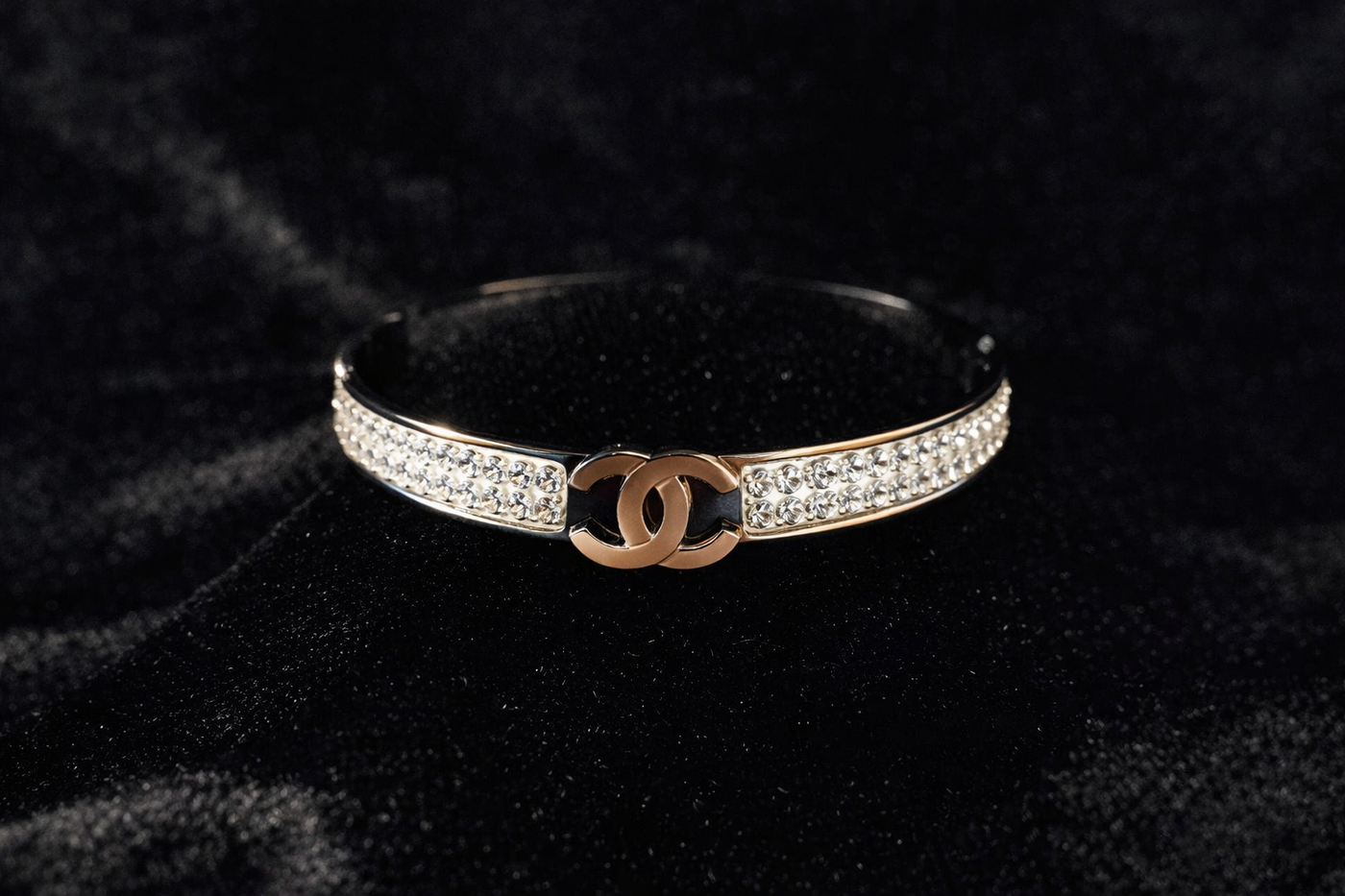 Crystal-Embellished Gold Bangle