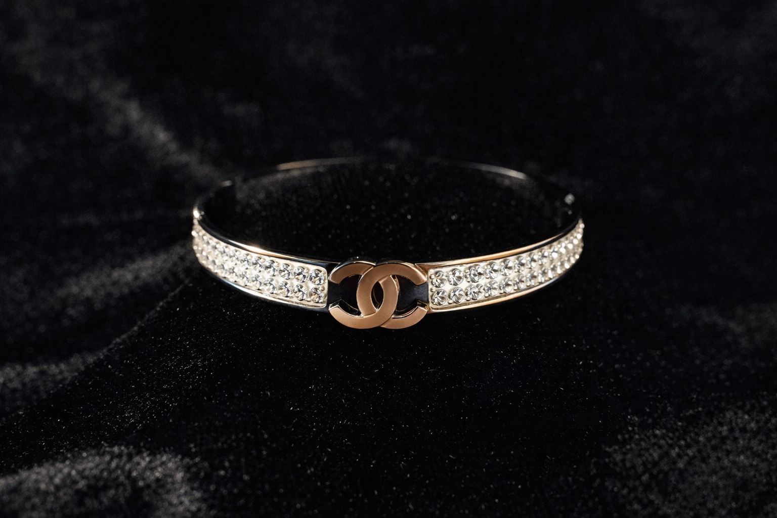 Crystal-Embellished Gold Bangle