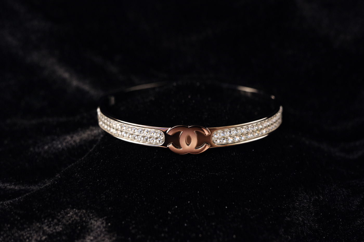 Crystal-Embellished Gold Bangle
