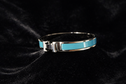 Blue Enamel H Cuff Bracelet