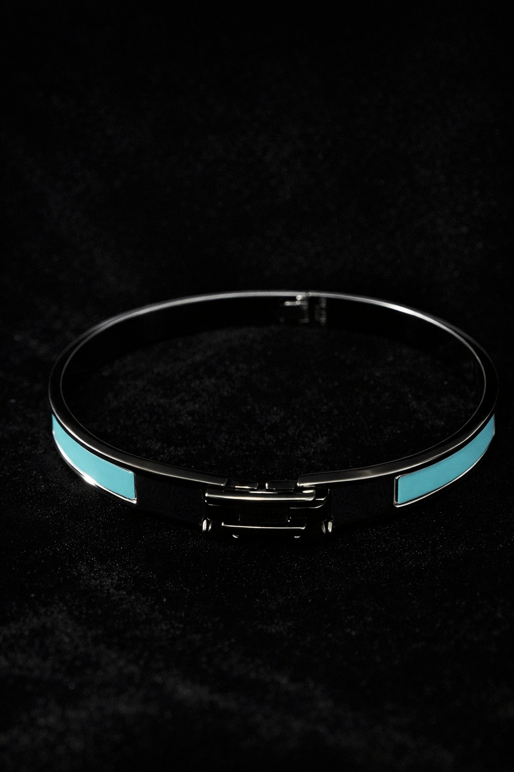 Blue Enamel H Cuff Bracelet