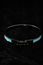 Blue Enamel H Cuff Bracelet