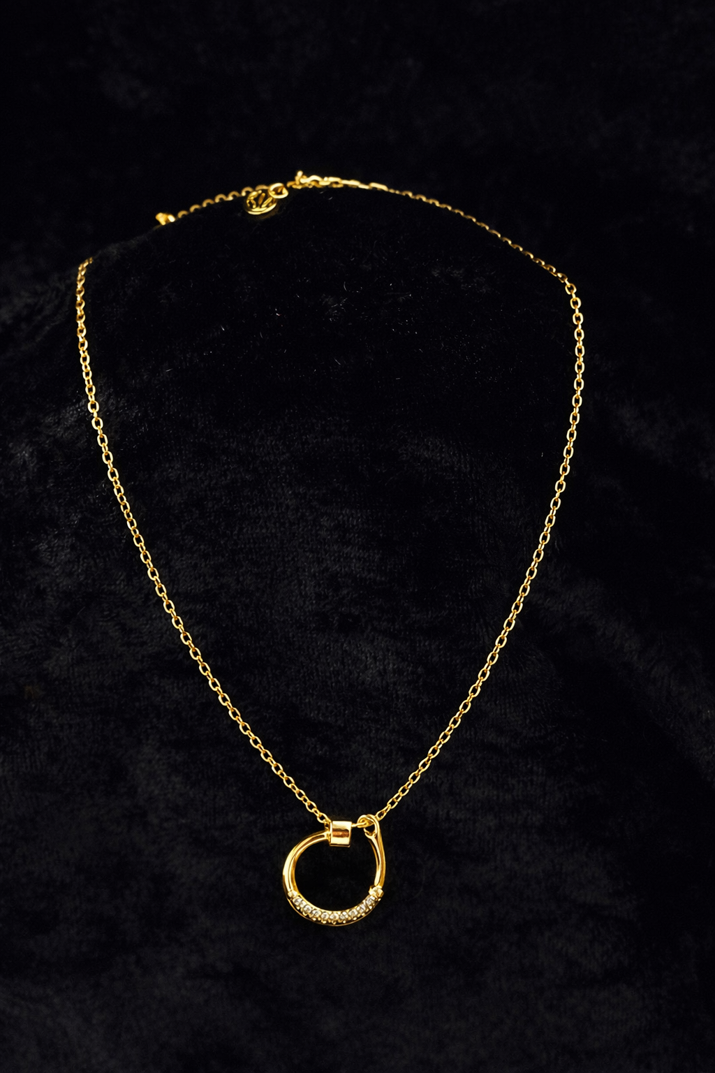 Gold Crystal Circle Pendant Necklace