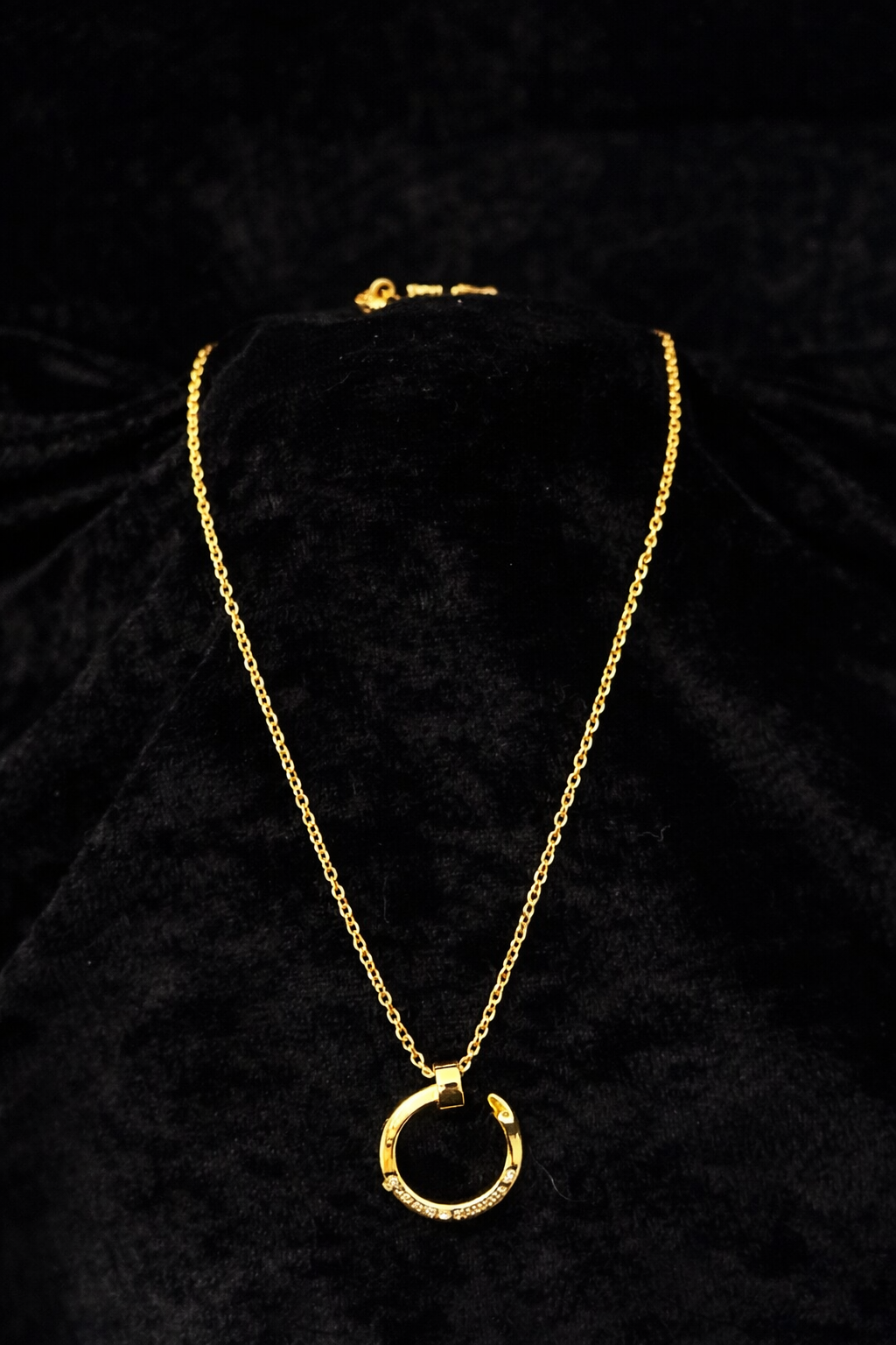Gold Crystal Circle Pendant Necklace