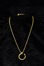 Gold Crystal Circle Pendant Necklace