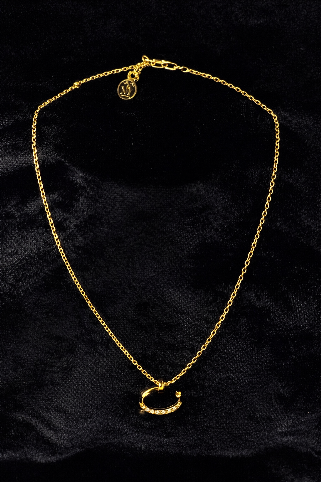 Gold Crystal Circle Pendant Necklace
