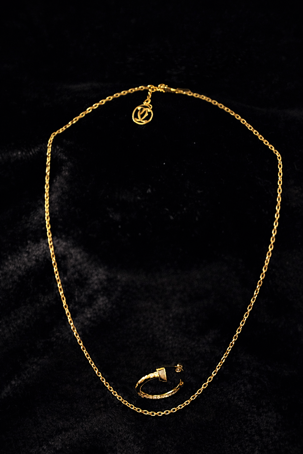 Gold Crystal Circle Pendant Necklace