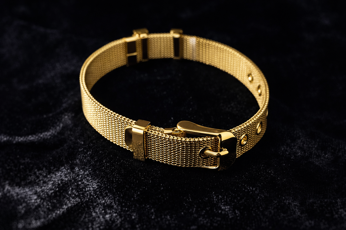 Gold Mesh Bracelet with Crystal Accent
