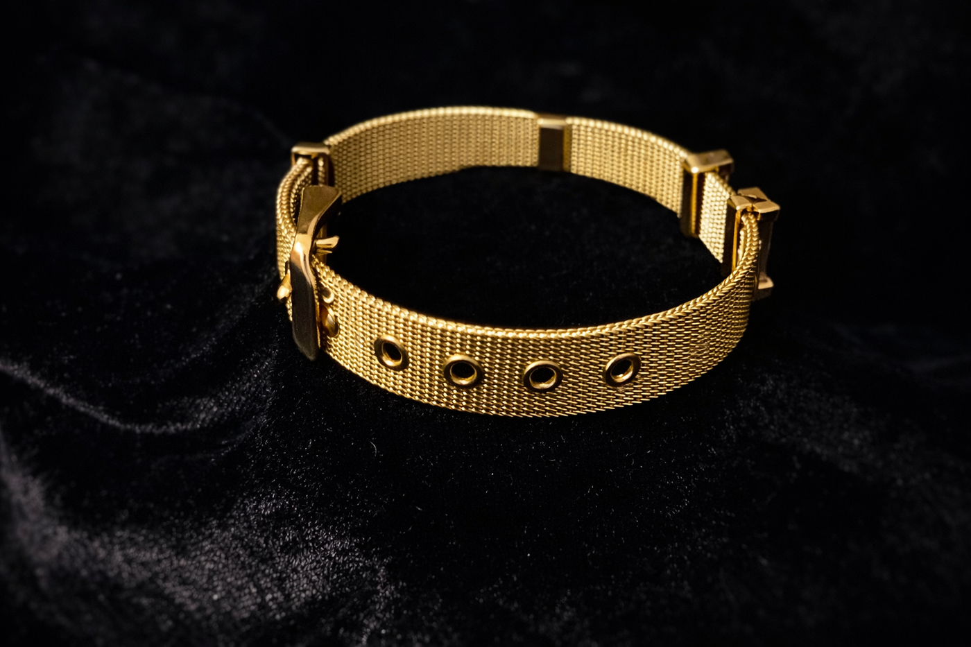 Gold Mesh Bracelet with Crystal Accent
