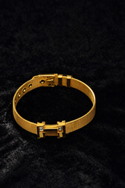 Gold Mesh Bracelet with Crystal Accent