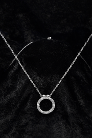 Silver Crystal Circle Pendant Necklace
