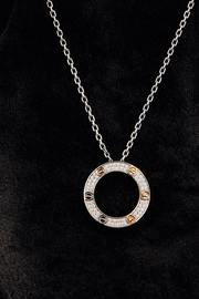 Silver Crystal Circle Pendant Necklace