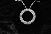 Silver Crystal Circle Pendant Necklace