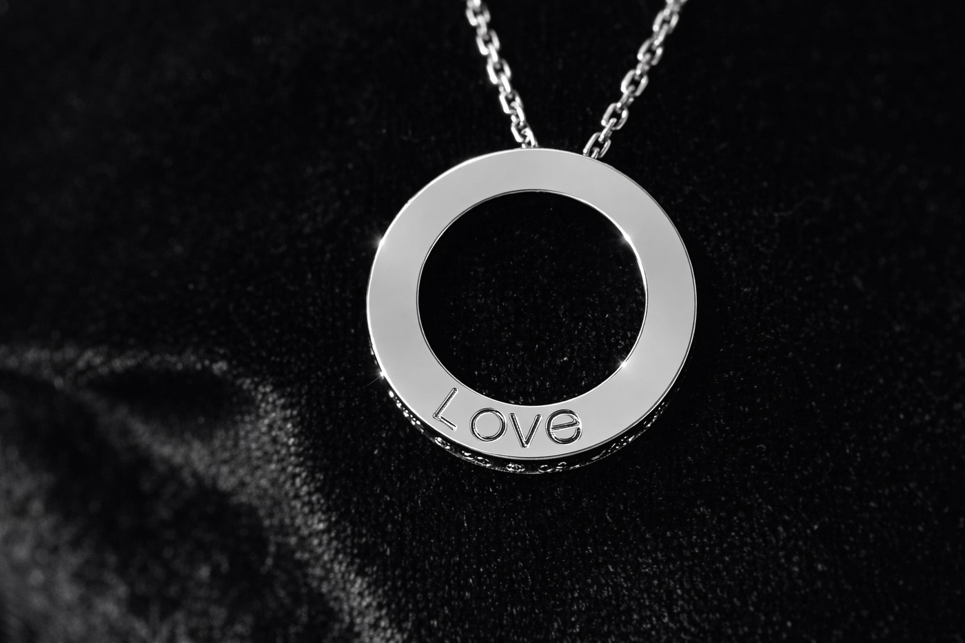 Silver Crystal Circle Pendant Necklace