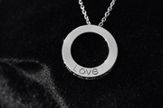 Silver Crystal Circle Pendant Necklace