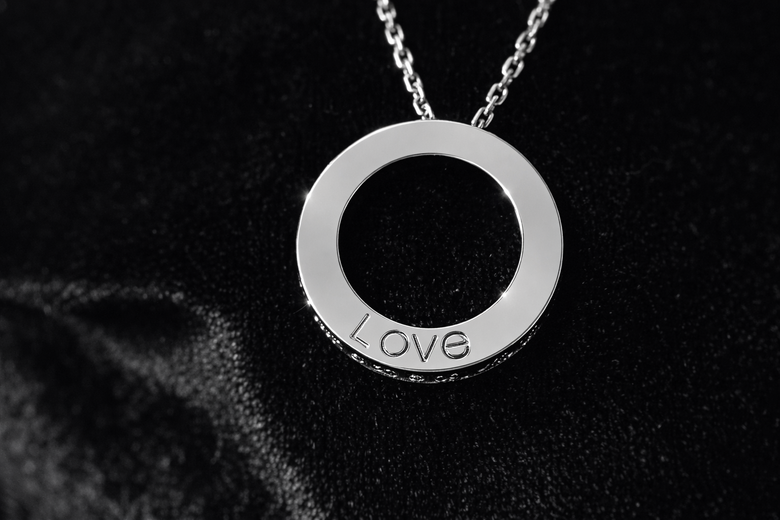 Silver Crystal Circle Pendant Necklace
