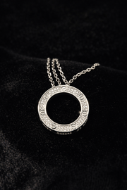 Silver Crystal Circle Pendant Necklace