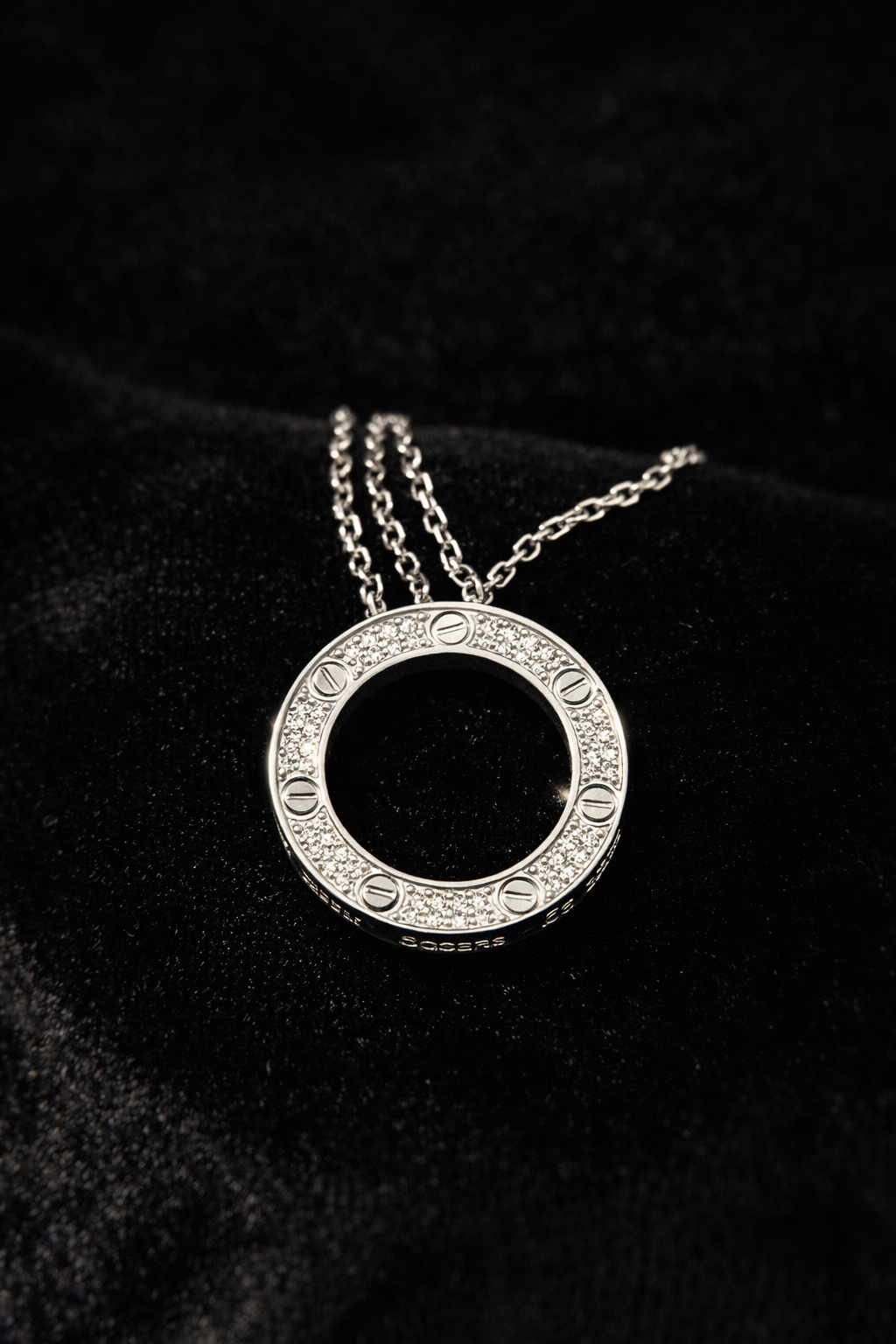 Silver Crystal Circle Pendant Necklace
