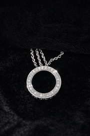 Silver Crystal Circle Pendant Necklace