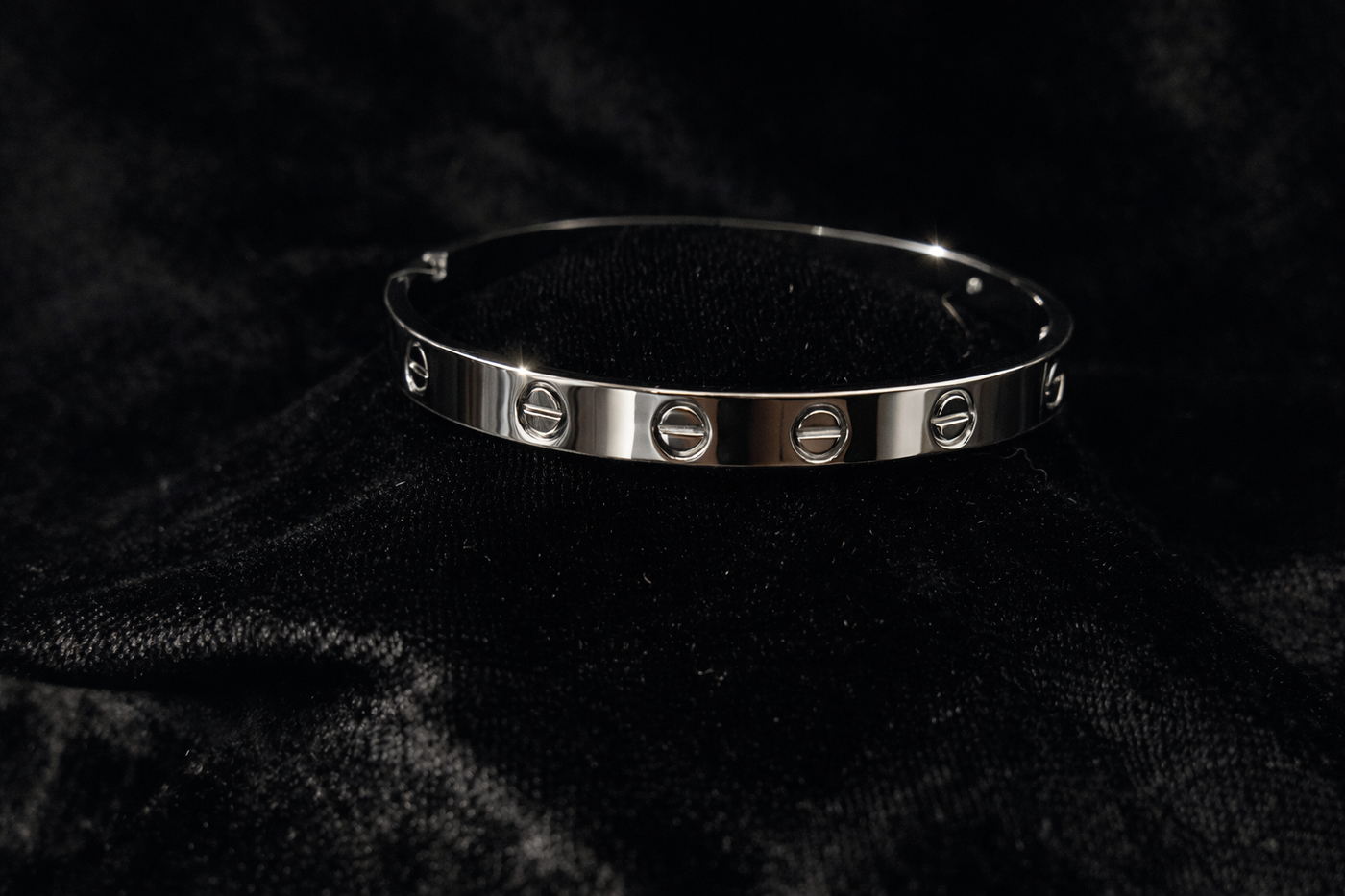 Sleek Silver Screw-Detail Bangle