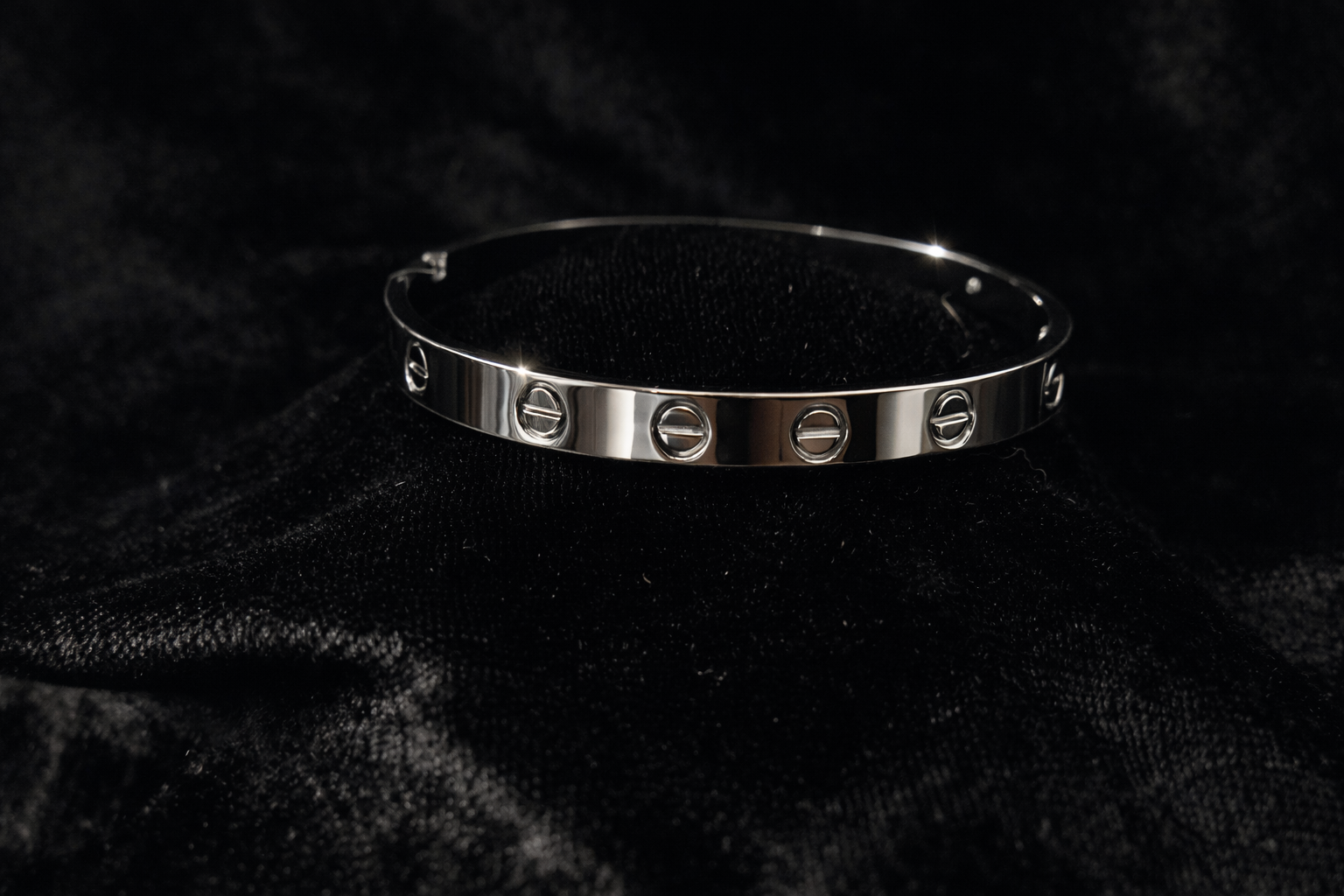 Sleek Silver Screw-Detail Bangle
