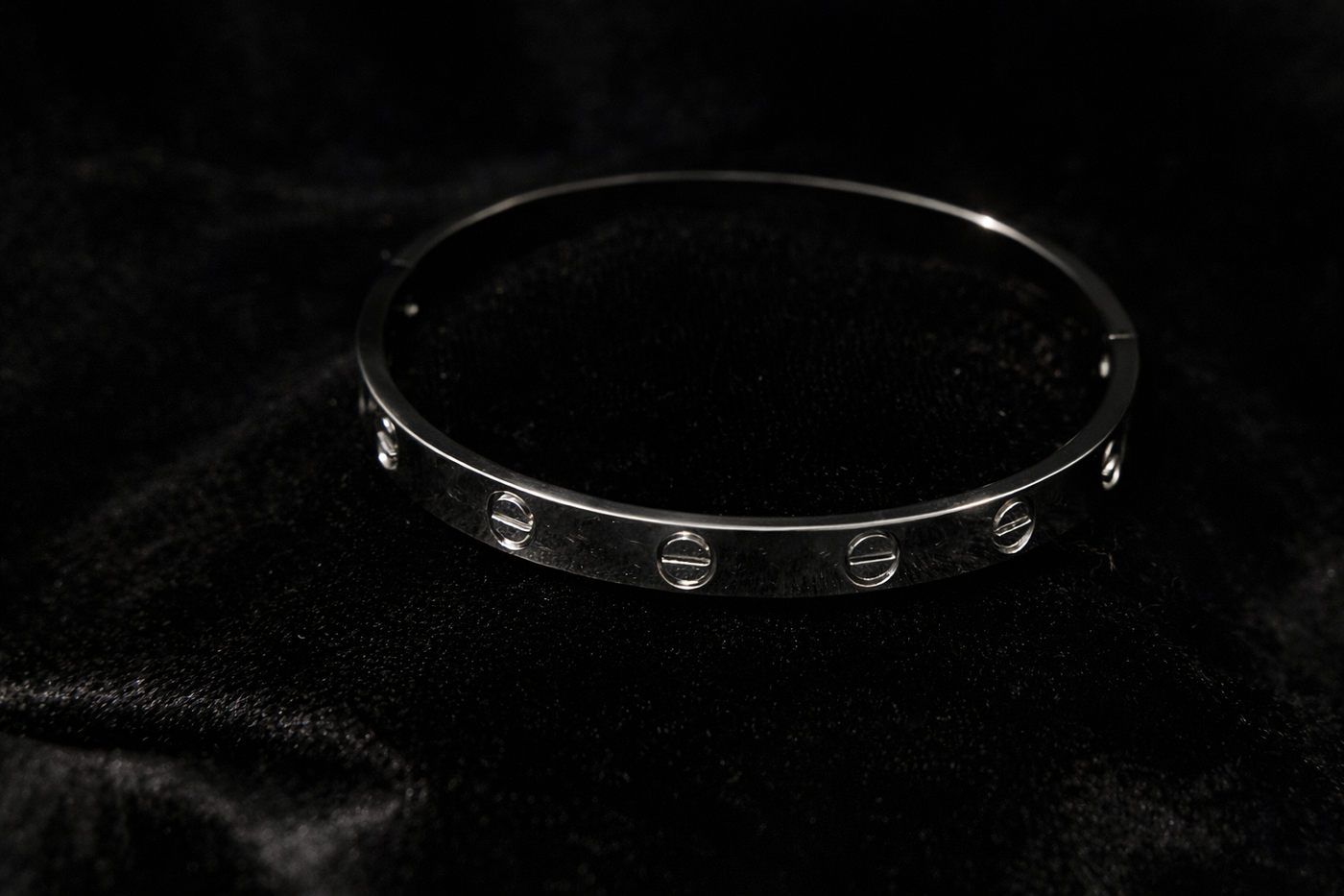 Sleek Silver Screw-Detail Bangle