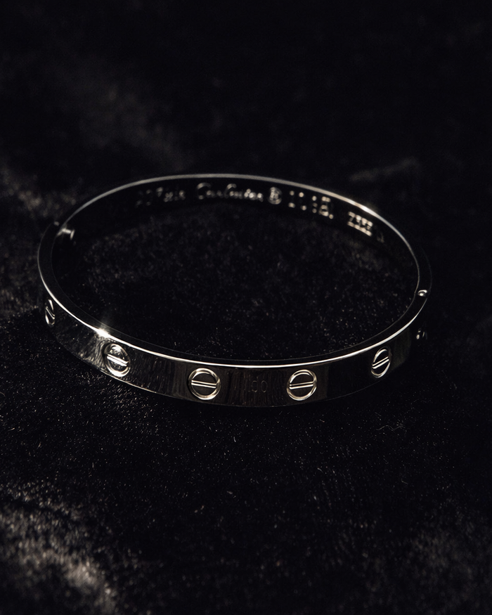 Sleek Silver Screw-Detail Bangle