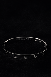 Sleek Silver Screw-Detail Bangle
