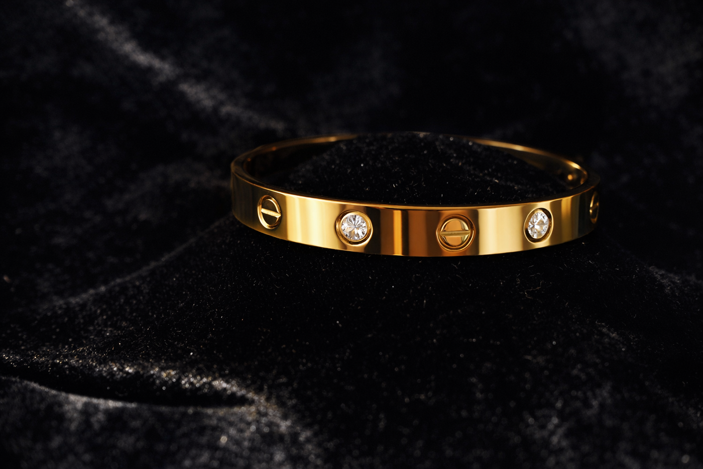 Gold Crystal Screw Accent Bangle