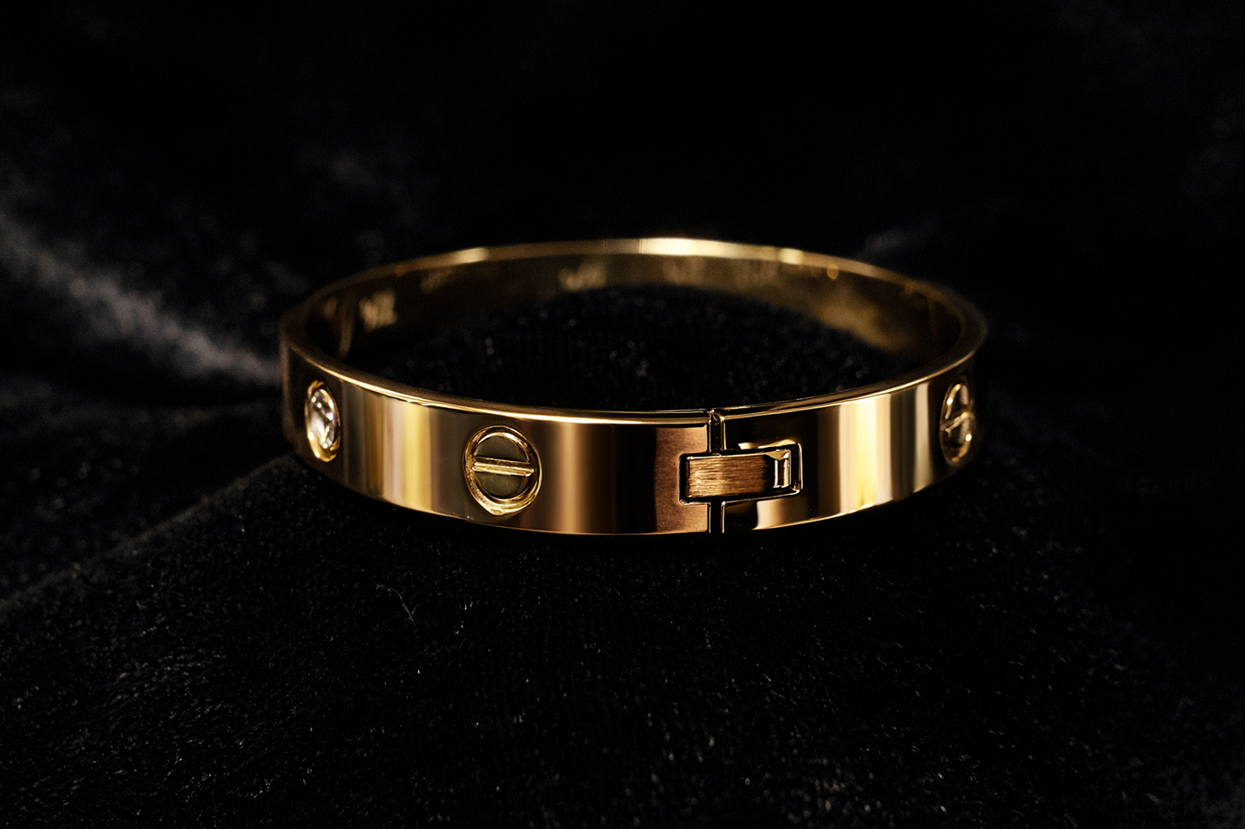 Gold Crystal Screw Accent Bangle