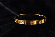 Gold Crystal Screw Accent Bangle
