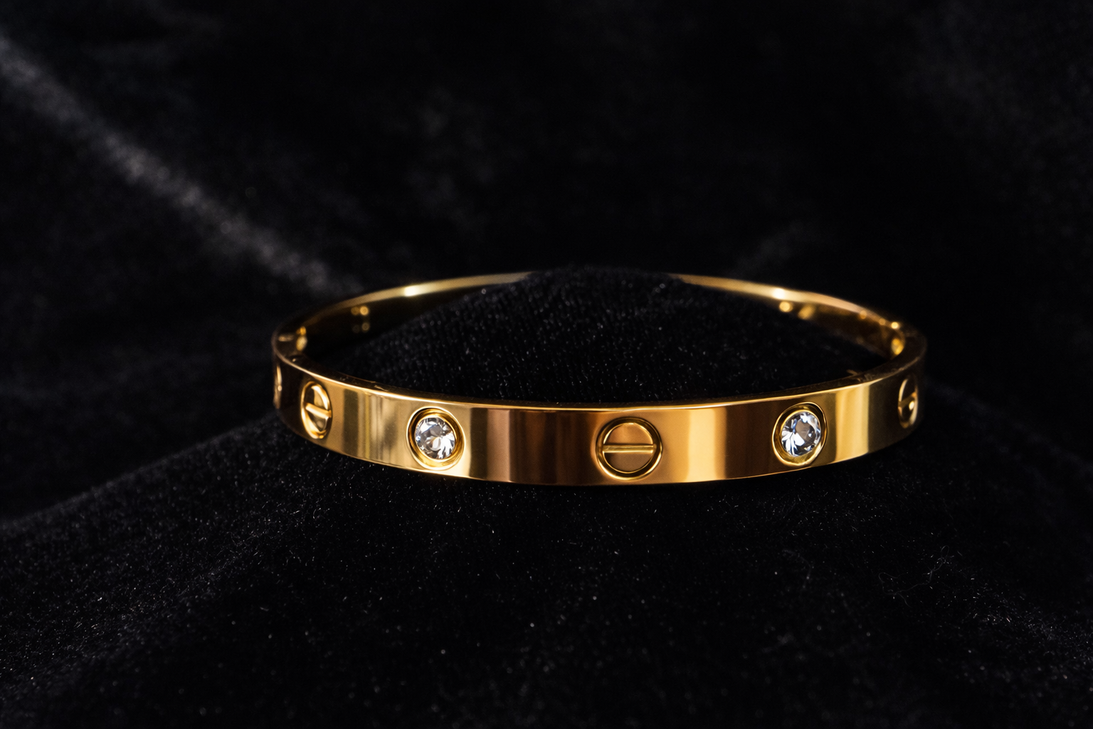 Gold Crystal Screw Accent Bangle