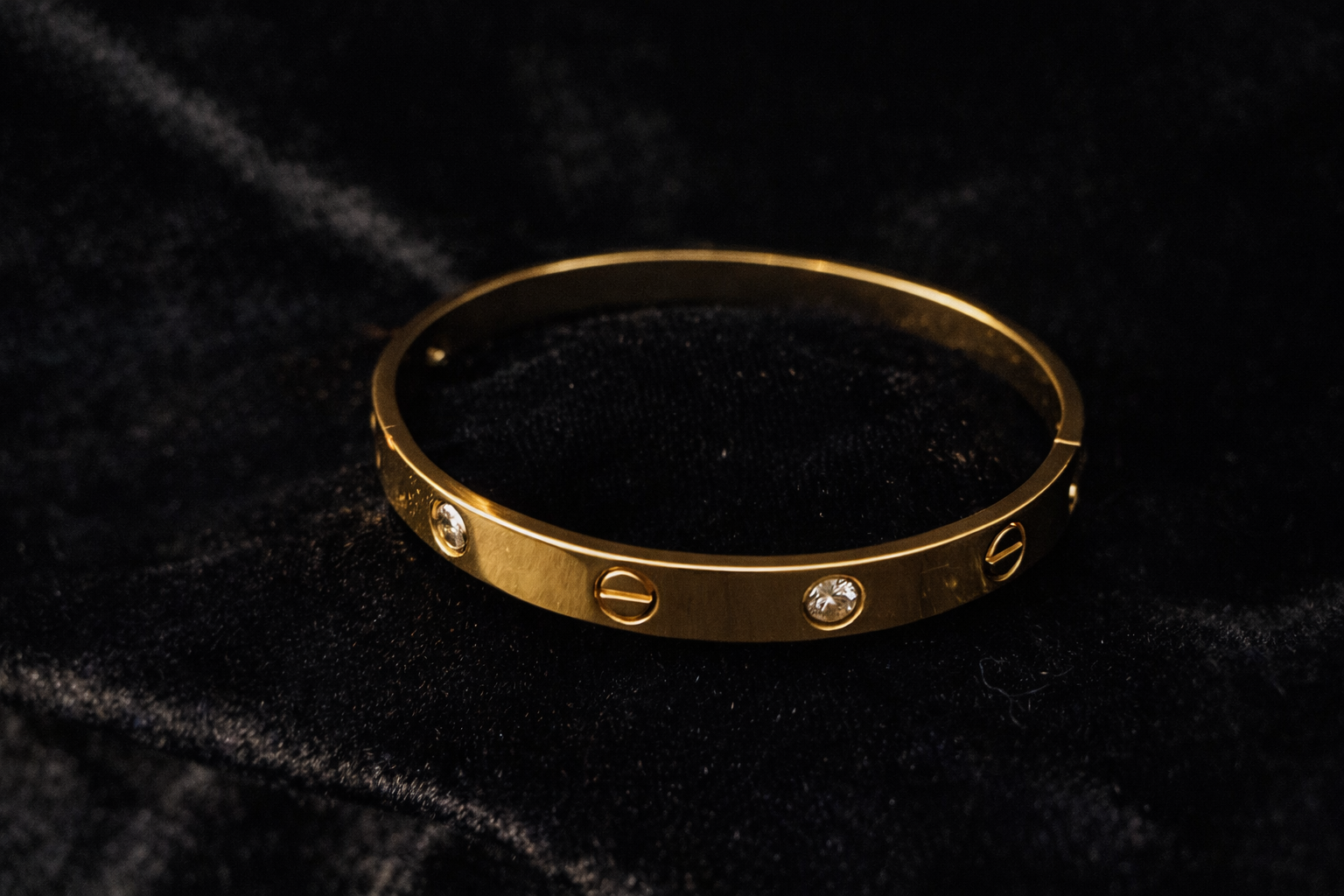 Gold Crystal Screw Accent Bangle