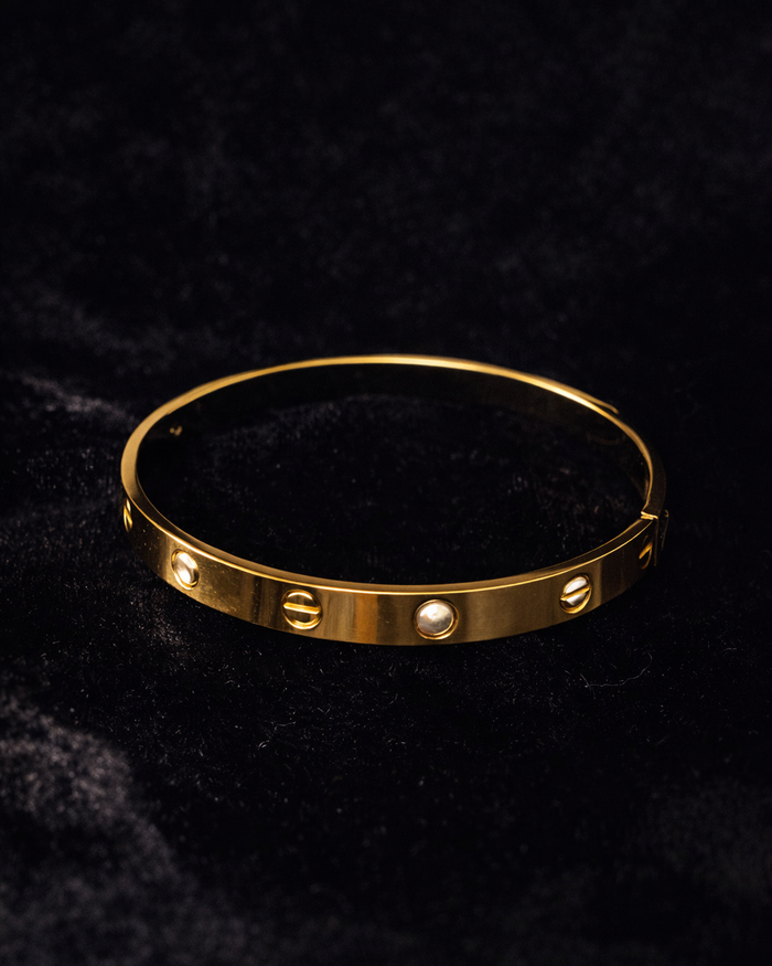 Gold Crystal Screw Accent Bangle