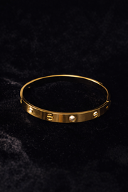 Gold Crystal Screw Accent Bangle